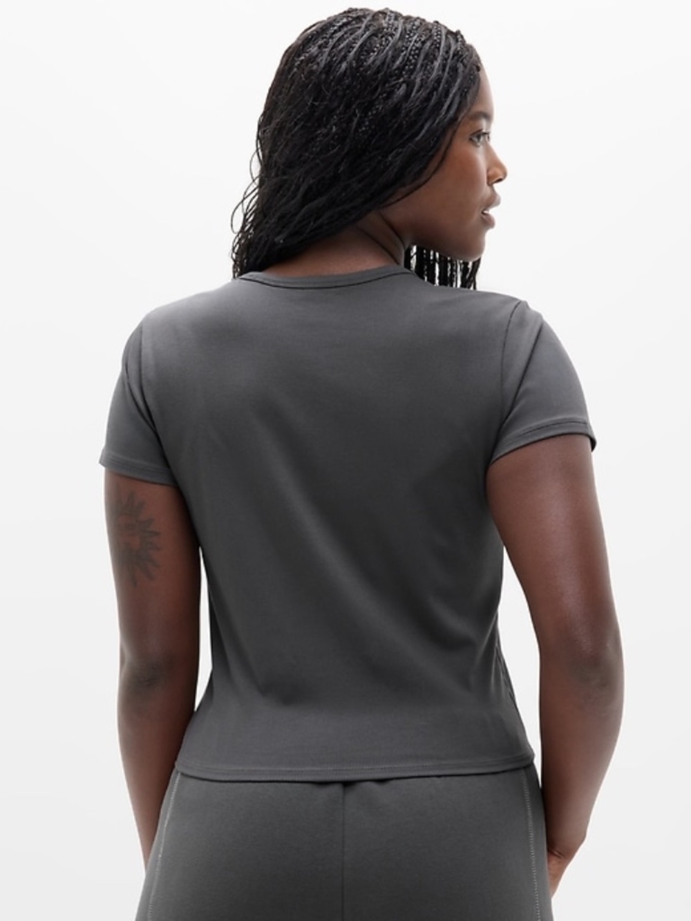 Athleta Slate Gray Signature Cropped Tee